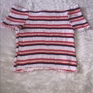 Striped off the shoulder crop top